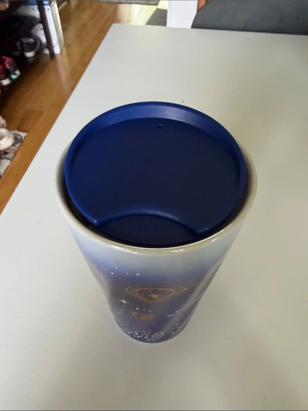 Galaxy Pagoda Travel Tumbler - Blue & Gold